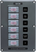 Blue Sea Systems 4322 Water-Resistant Circuit Breaker Switch Panel, 6 Position, Gray, 12V/24V DC