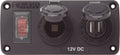 Blue Sea Systems 4363 Accessory Panel, 15A Circuit Breaker, 12V Socket, 2.1A Dual USB Charger