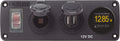 Blue Sea Systems 4366 Water-Resistant Accessory Panel with 12V Socket, Dual USB Charger and Voltmeter, Black