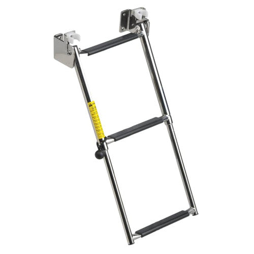 Garelick 19683 Telescoping 3-Step Transom Ladder, Stainless Steel, 400 lb Capacity