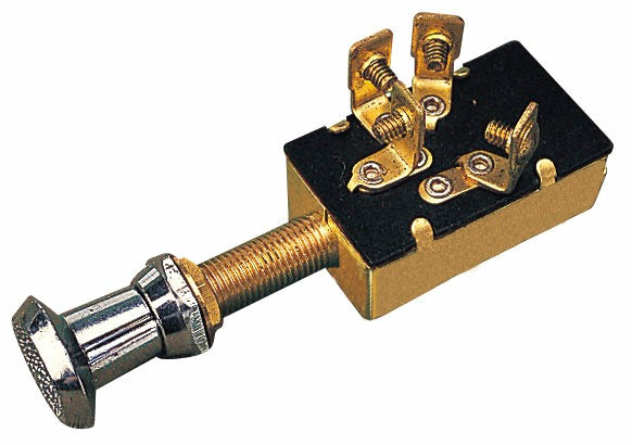 Sea-Dog 420400-1 Three Position Two Circuit Push-Pull Switch, Stamped Brass, 15 Amp 12VDC