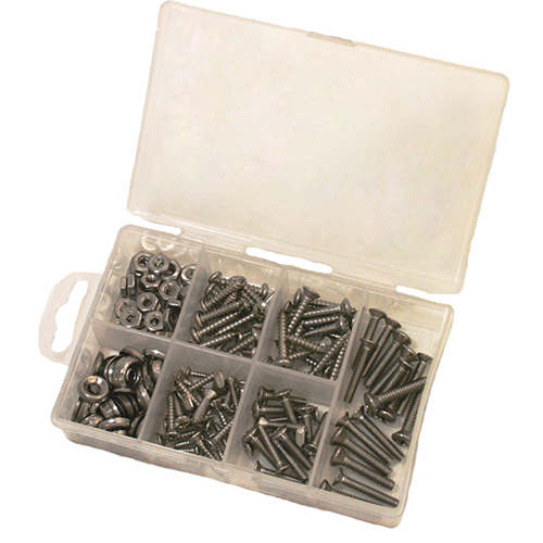 Sea Sense Stainless Steel Deluxe Fastener Kit, 166-Piece Marine Hardware Assortment (50048210)