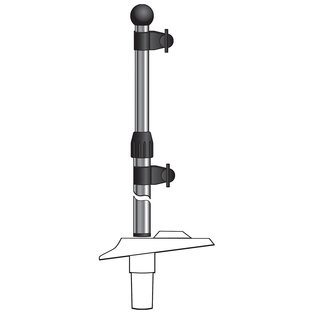 SeaSense Telescopic Flag Pole 50071024, 3/4 Inch Diameter, Telescopes 26 to 48 Inches, Two-Prong Stern Light Base Mount