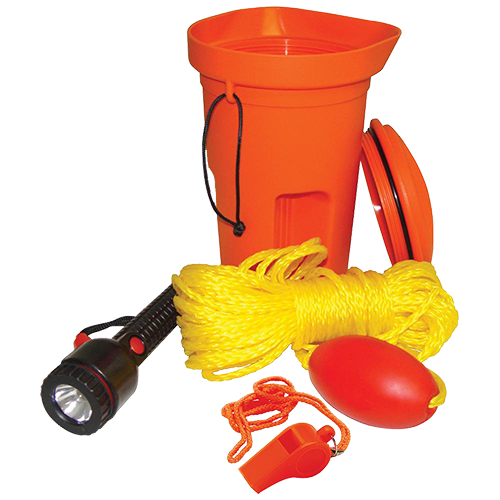SeaSense Boat Bailer Safety Kit - 1.5 Liter Dry Storage with 50 Foot Rope, Float Buoy and Whistle