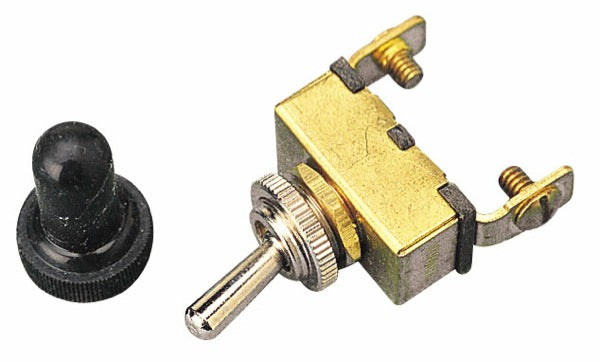 Sea-Dog SPST On/Off Toggle Switch, Stamped Brass, 12 Volt 15 Amp, 420465-1