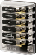 Blue Sea Systems 5015 ST Glass Fuse Block, 6-Circuit with Negative Bus, 30 Amp