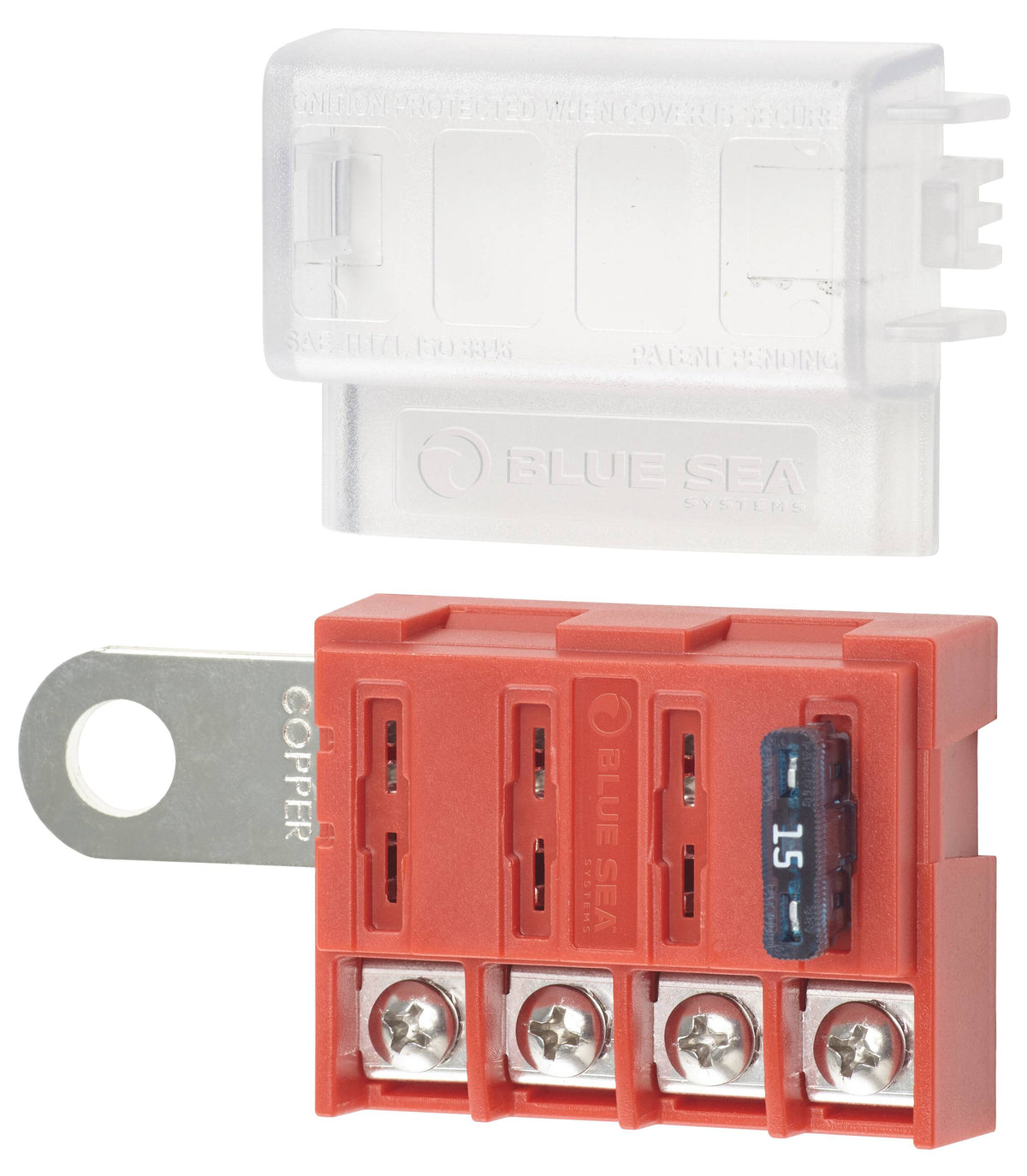 Blue Sea Systems 5023 ST Blade Battery Terminal Fuse Block, 4-Circuit, 100 Amp
