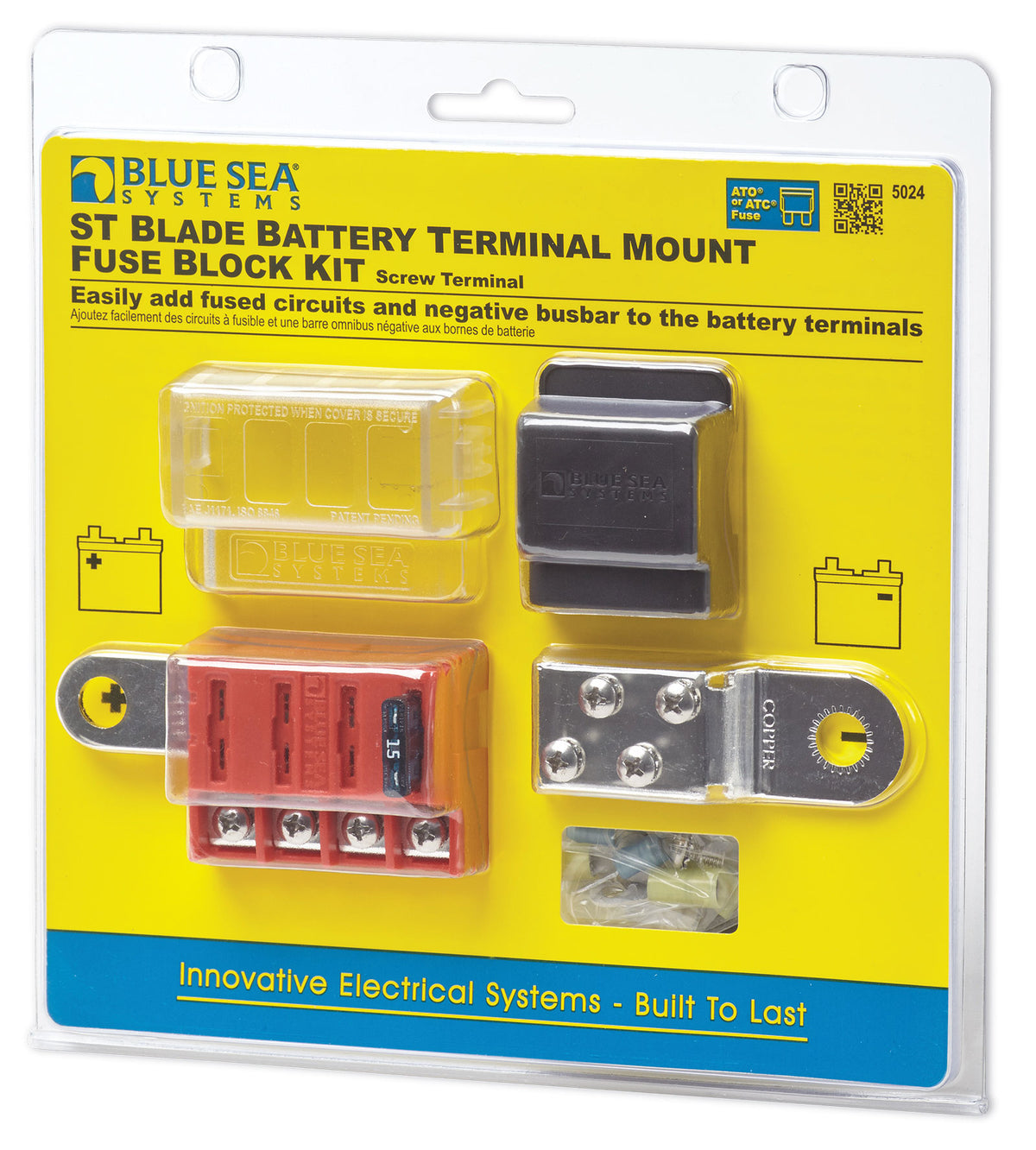Blue Sea Systems 5024 ST-Blade Battery Terminal Mount Fuse Block, 4-Circuit, 100 Amp