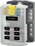 Blue Sea Systems 5025 ST Blade 6-Circuit Fuse Block with Negative Bus and Cover, 100 Amp