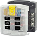 Blue Sea Systems 5028 ST Blade Fuse Block with Cover, 6 Circuit, Without Negative Bus, 30 Amp