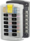 Blue Sea Systems 5029 ST Blade Fuse Block, 12 Circuit with Cover, 100 Amp