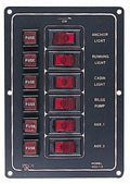 Sea-Dog 422110-1 Aluminum Vertical DC Switch Panel, 6 Rocker Switches