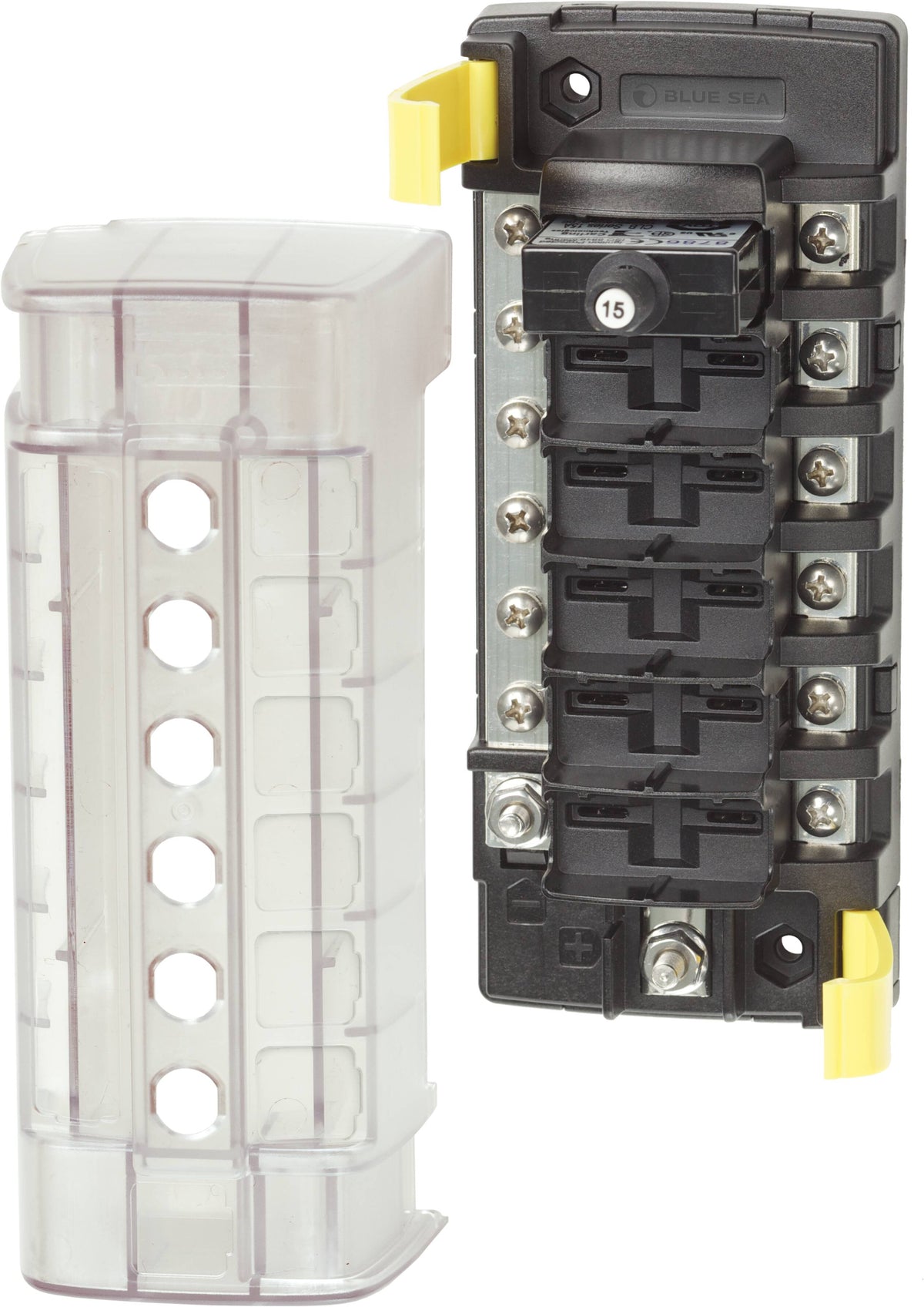 Blue Sea Systems ST-CLB 6-Position Common Source Circuit Breaker Block 5052, 32V DC, 32A Per Circuit, 100A Block