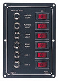 Sea-Dog Aluminum Breaker Panel 422800-1, 6-Circuit 12V DC Switch Panel with Illuminated Rocker Switches