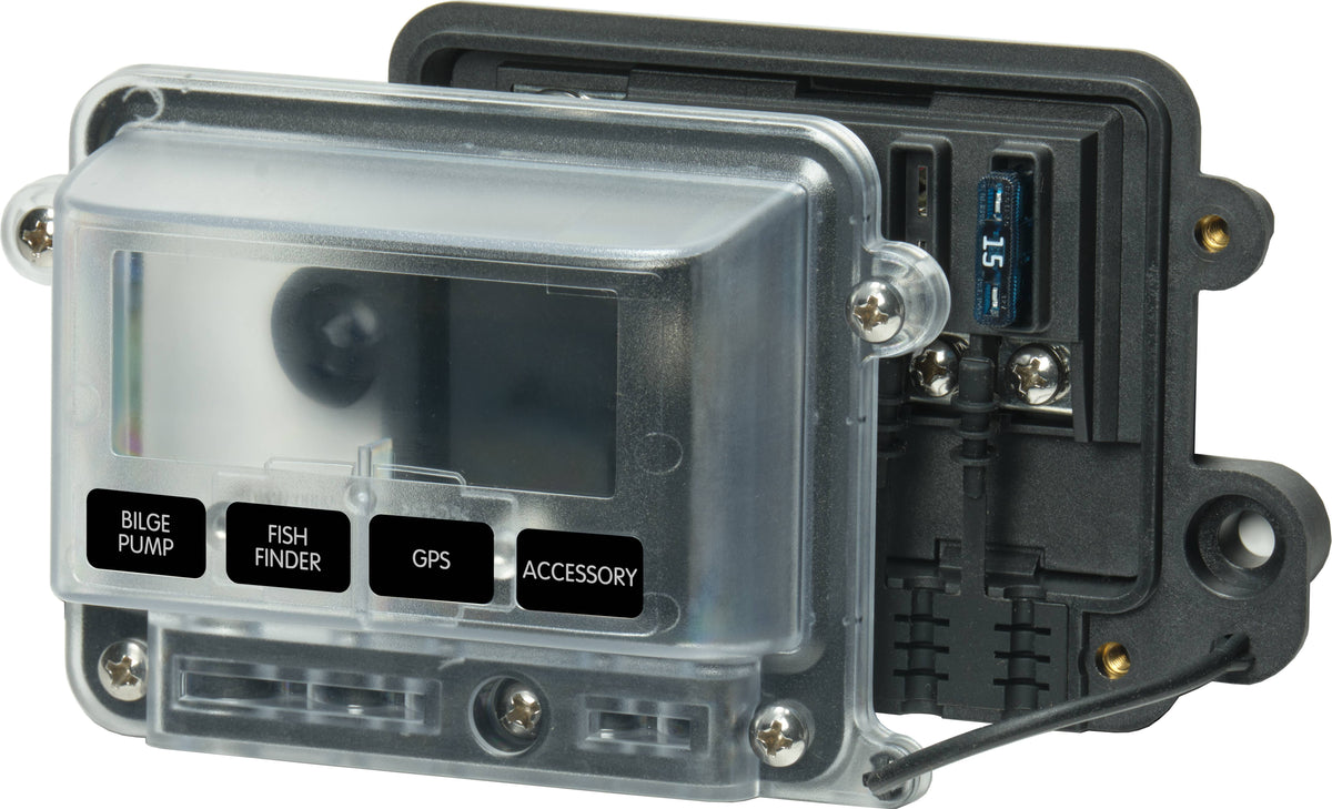 Blue Sea Systems 5056 ST-Blade Water-Resistant 4 Circuit Fuse Block, 32V DC