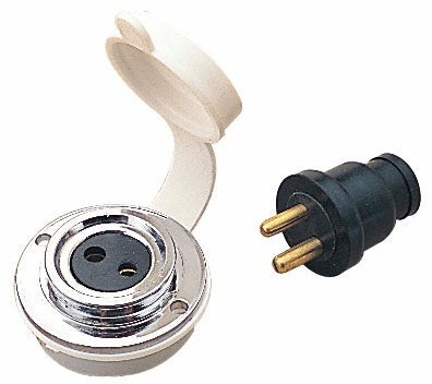 Sea-Dog 426142-1 Polarized Electrical Outlet, Complete, Cast Brass/Chrome Plated, 3 Amp 12/24V Deck Outlet