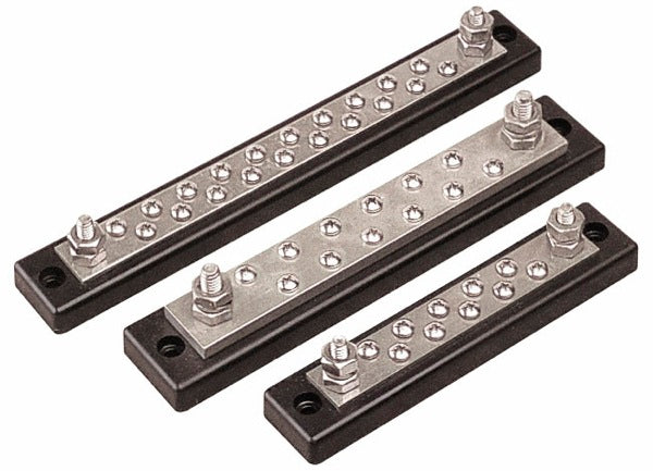 Sea-Dog Buss Bar Screw Terminal Block 426722-1, 10-Terminal #8-32, 150 Amp, Tin Plated Brass/ABS