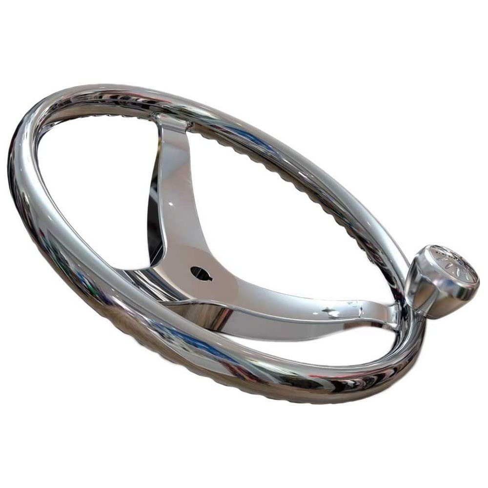 Lewmar 13.5 Inch Powerboat Steering Wheel with PowerGrip Control Knob, 5/8 Inch Nut, 316 Stainless Steel