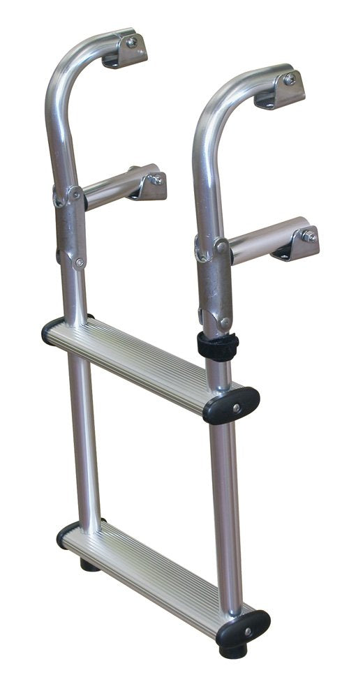 JIF Marine EPU2 Compact 2-Step Transom Ladder, Anodized Aluminum, 250 lb Capacity