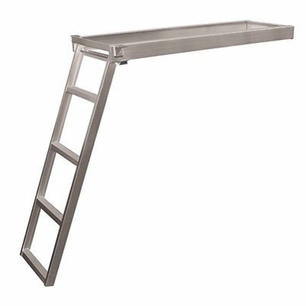JIF Marine CSD2 Pontoon Boat Ladder, 4-Step Under Deck, 48 Inch Aluminum