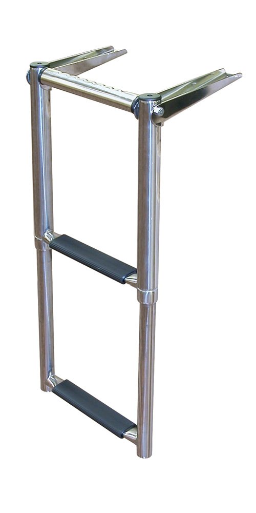 JIF Marine EQB2 2-Step Over Platform Telescoping Boat Ladder, 316 Stainless Steel