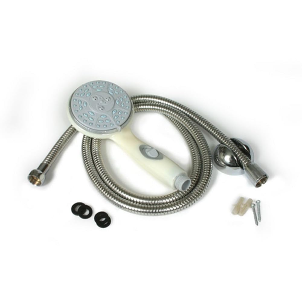 Camco RV Shower Head Kit with On/Off Switch and 60" Hose - Chrome or Off-White