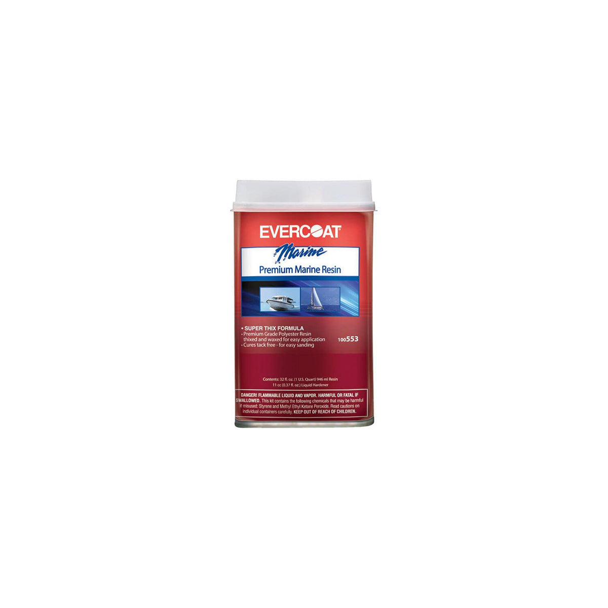 Fiberglass Evercoat Boat Yard Fiberglass Resin - Marine Polyester Repair Resin, Pint to Quart
