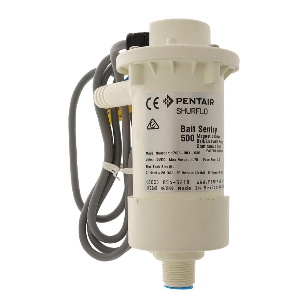 SHURFLO Bait Sentry Livewell Pump 1700-001-030, 12 Volt DC, 500 GPM, Above Ground