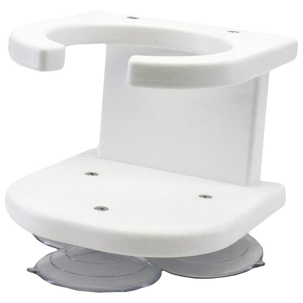 TACO Marine P01-2003W 1-Drink Poly Holder, White, Suction Cup Mount