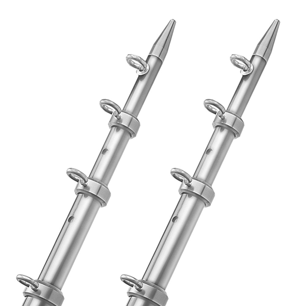Taco Marine OT-0542VEL15-HD Aluminum Tele-Outrigger Pole, 1-1/2 Inch x 15 Foot, Silver with Silver Ring