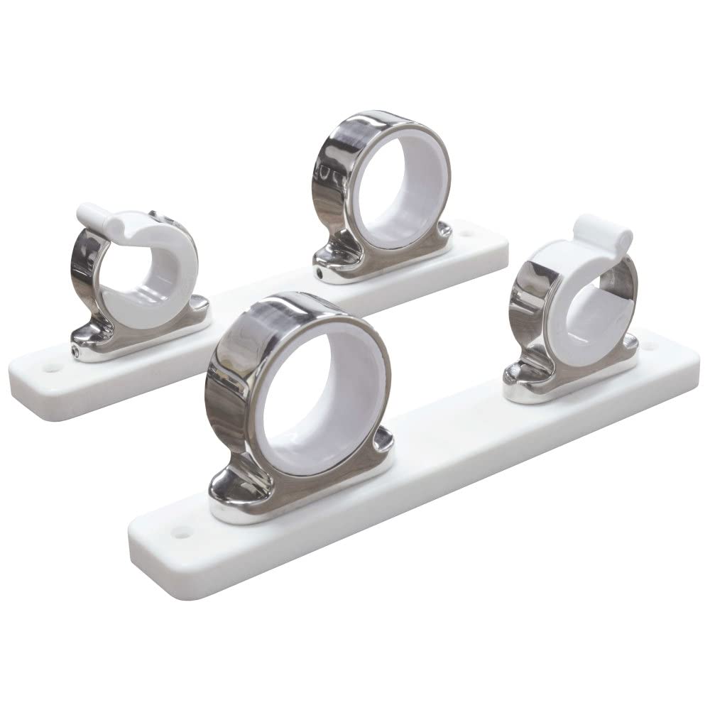 TACO Marine 2-Rod Hanger Rack F16-2751-1, Stainless Steel with Delrin Cradles and Polyethylene Mount, 9 1/8 Inch