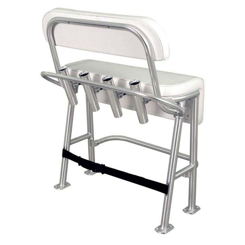 TACO Metals Neptune III Leaning Post L10-2010BSA-1 with Backrest, Grab Rail and 4 Aluminum Rod Holders