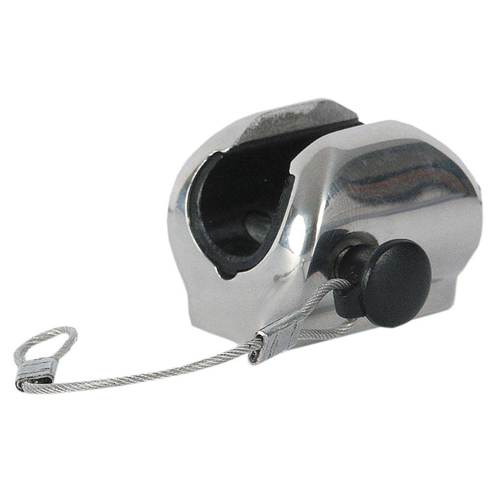 TACO Metals Flat Deck Hinge with Pin and Lanyard, Fits 7/8 Inch Bimini Top Tube