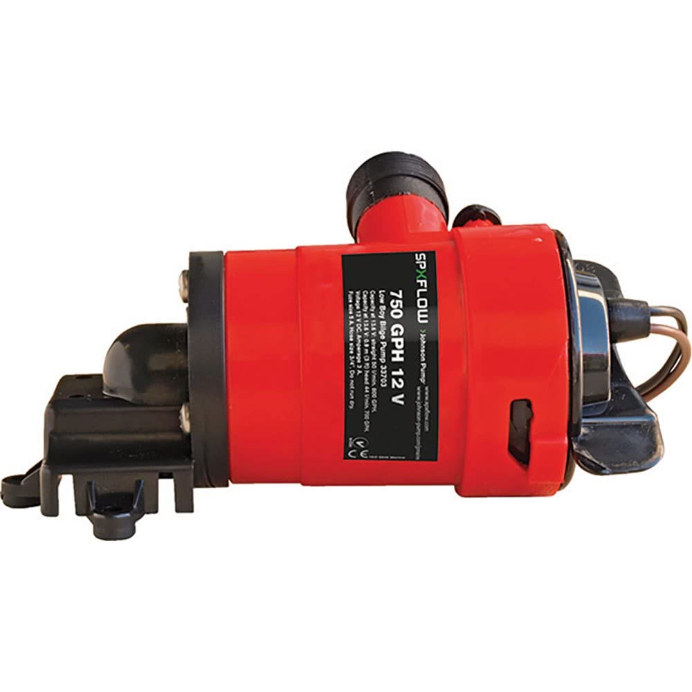 Johnson Pump 33703 Low Boy Bilge Pump, 750 GPH, 12 Volt, Red