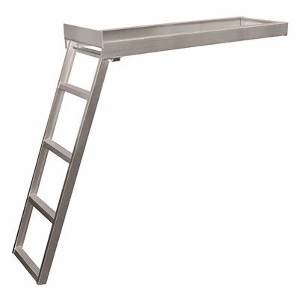 JIF Marine CSD2-5 5-Step Under Deck Pontoon Ladder, Round Front Mount, Aluminum, 300 lb Capacity
