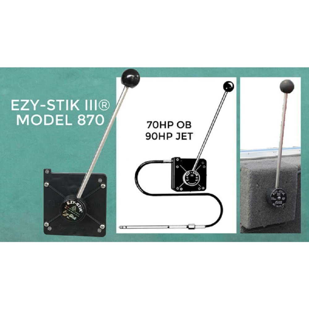Ezy-Glide Ezy-Stik III Mechanical Marine Steering System - Complete Stick Steering Kit, Available in 10' to 15' Cable Lengths