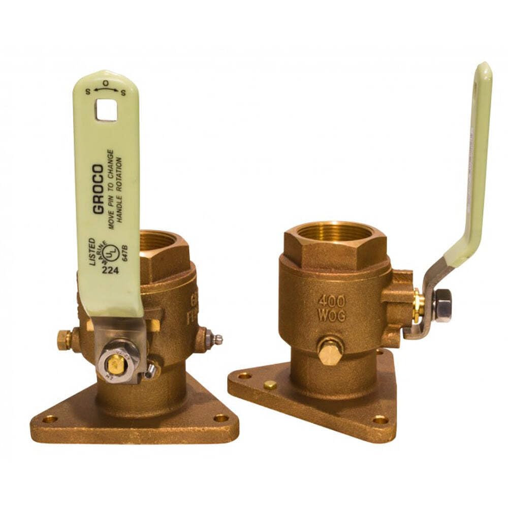 Groco Bronze Tri-Flanged Ball Valve Seacock, 3/4 Inch NPT (FBV-750)