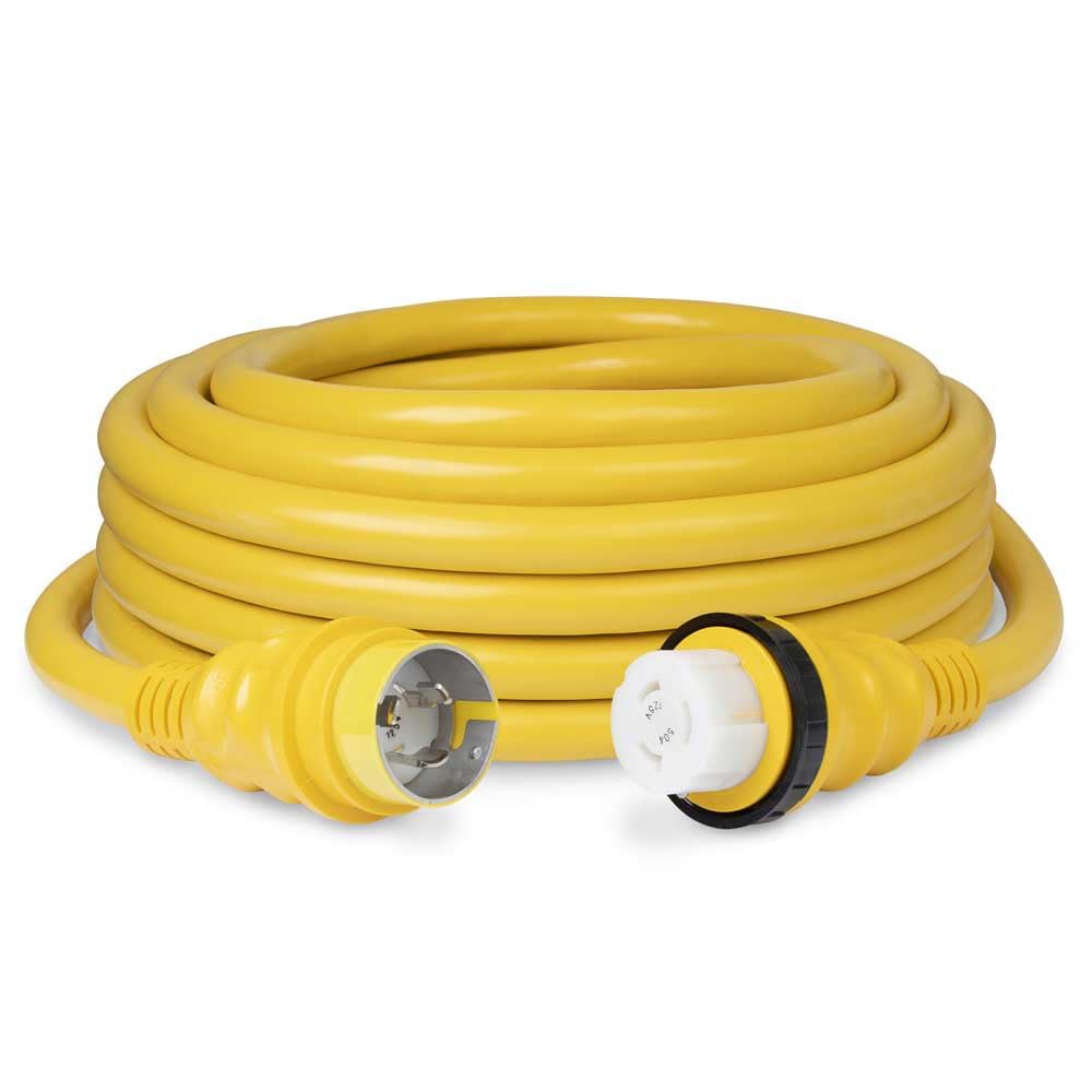 Marinco Shore Power Cordset, 50 Amp 125/250V, Yellow - Available in 25' and 50' Lengths