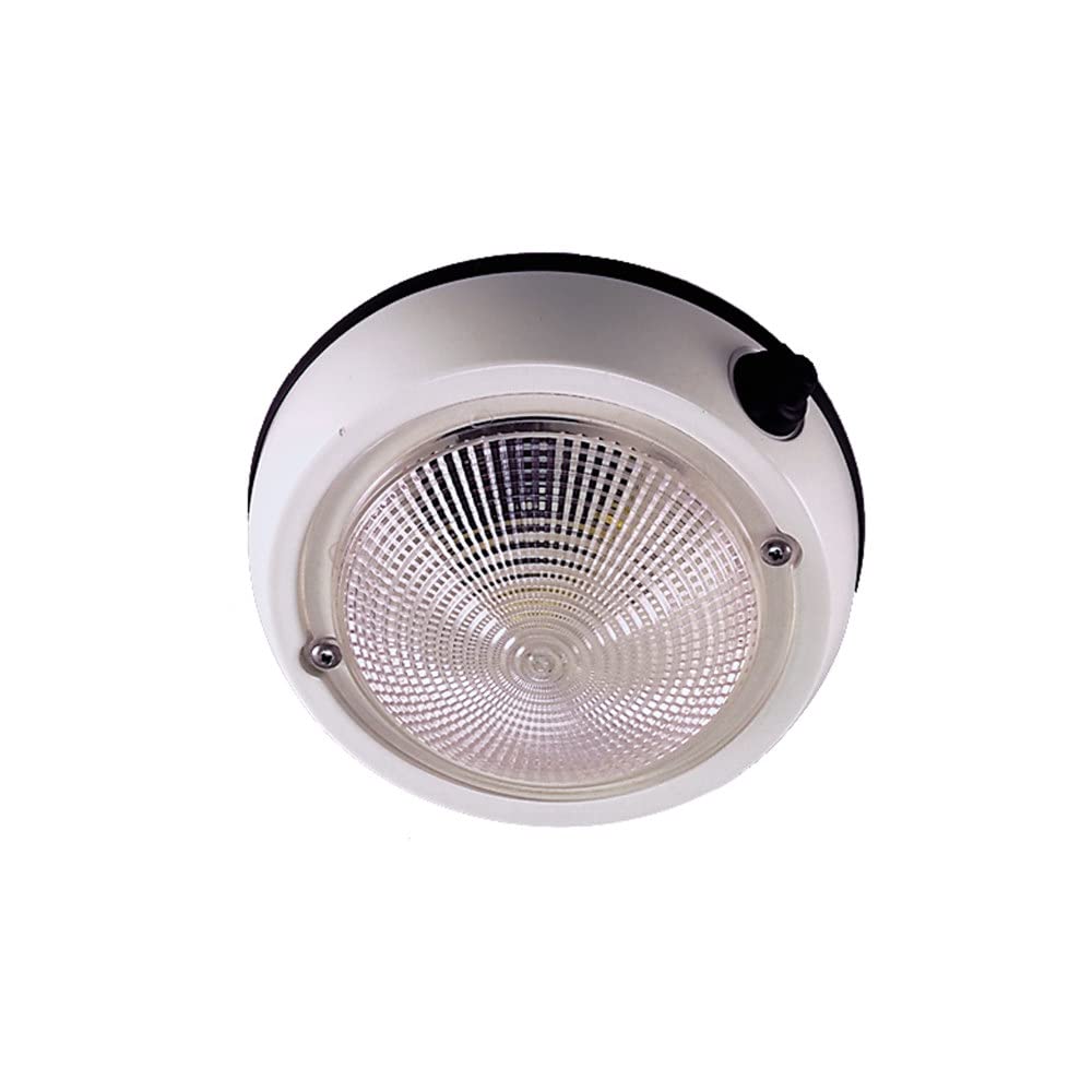 Perko 1253DP1WHT Ivory Exterior Surface Mount Dome Light, 4 Inch Lens