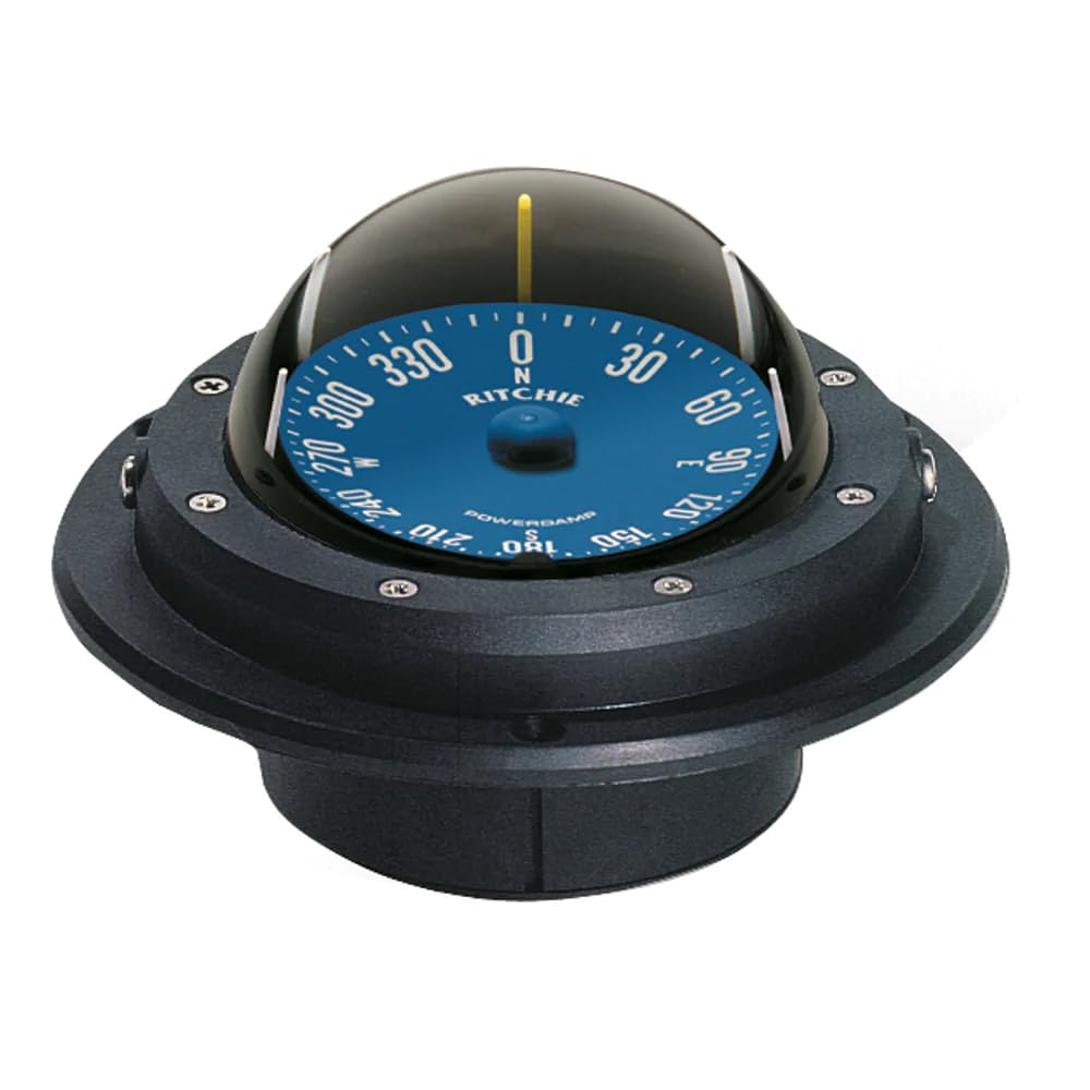 Ritchie RU-90 Voyager Compass, 3 Inch Blue Dial, Flush Mount, Black