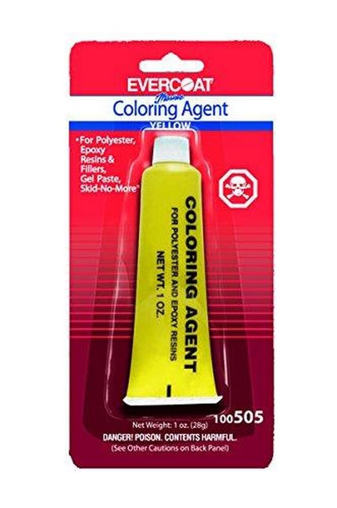 Evercoat Fiberglass Resin & Gel Coat Colorant Tints, 1 oz - Available in Red, Sunset Yellow, Brown, Admiral Blue, Black, and White