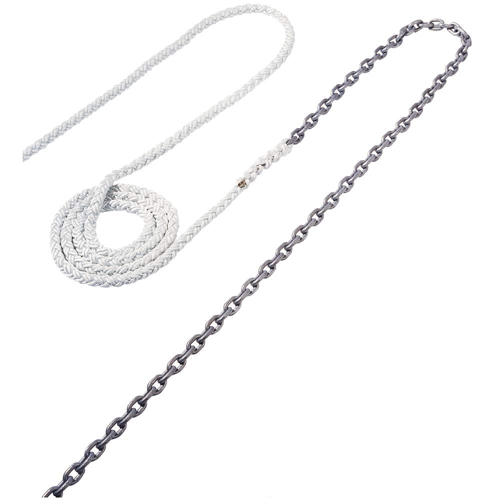 Maxwell 8-Plait Nylon Anchor Rode with Chain Leader - Available in 1/2" to 5/8" Rope, 150' to 300' Lengths