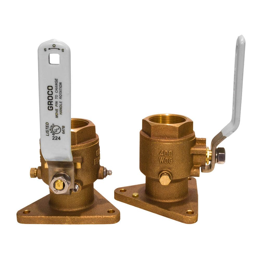 Groco Bronze Tri-Flanged Ball Valve Seacock - Available in 1" to 1-1/2"