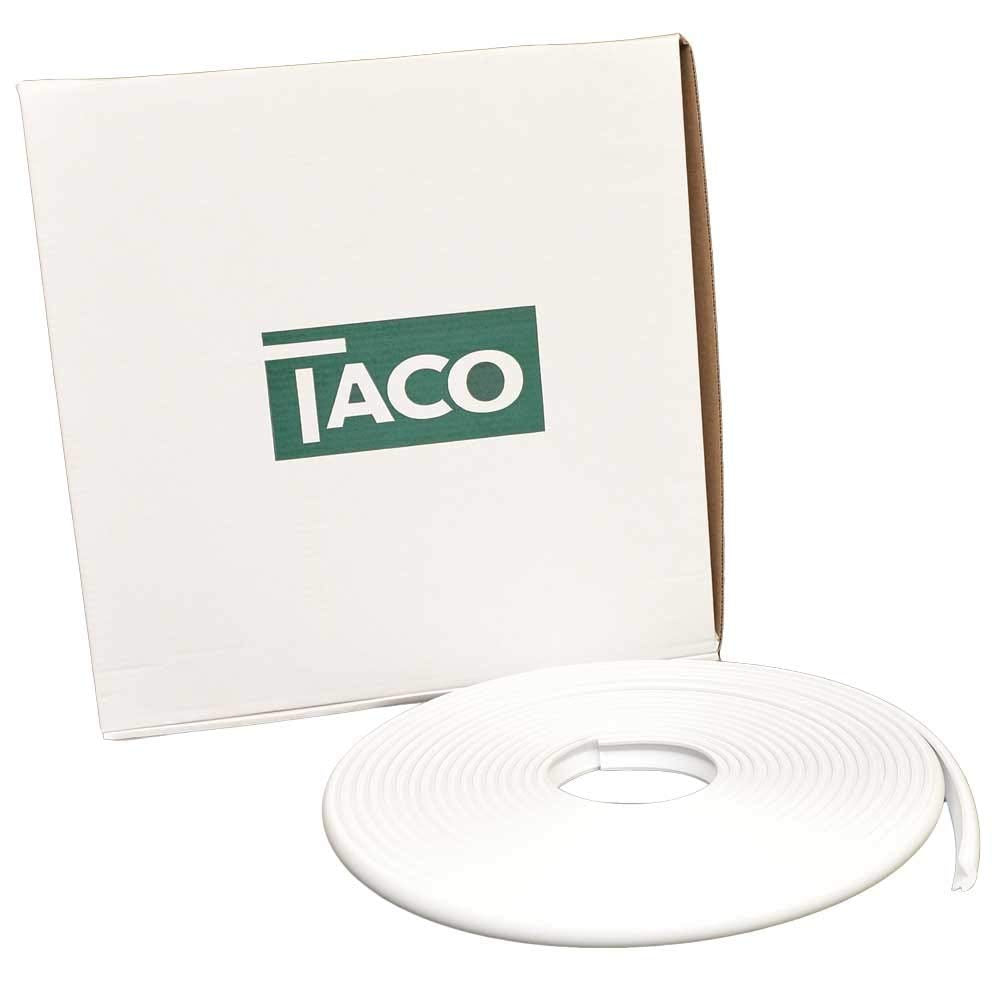 TACO Metals Flexible Vinyl Rub Rail Insert, Arctic White, 1 Inch H x 0.5 Inch W x 600 Inch D, V12-0303WHA50-1