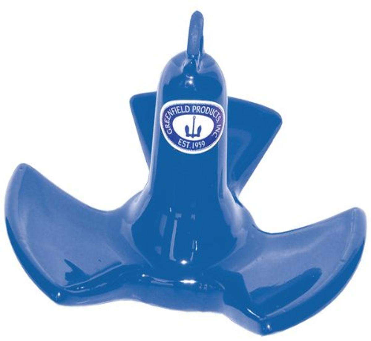 Greenfield Products 516-R Vinyl Coated Tri-Fluke River Anchor, 16 Pounds, Royal Blue, for Boats Under 18 Feet