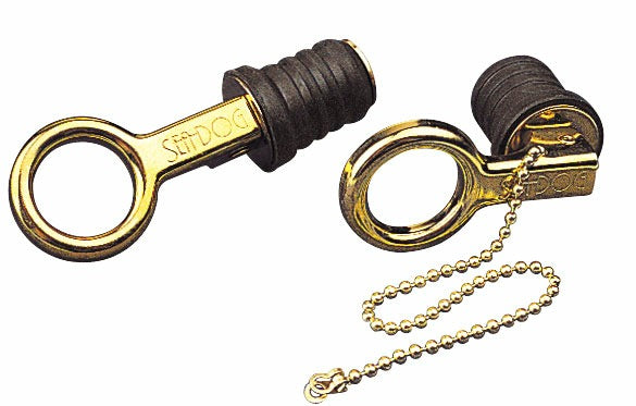 Sea-Dog Snap Handle Drain Plug 1 Inch Brass, No Retention Chain, 520070-1
