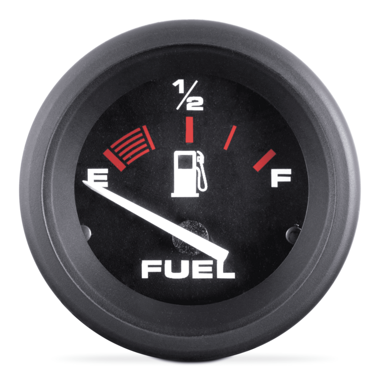 Sierra 57902P Amega Fuel Gauge, 2 Inch, Black Dial, 12 VDC