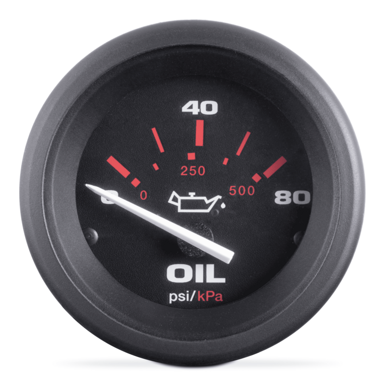 Sierra 57903P Amega Oil Pressure Gauge, 2 Inch Dial, 0-80 PSI