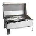 Kuuma Stow n' Go 125 Compact Gas Grill, Stainless Steel, 125 Sq In Cooking Surface, Mounts to Any Kuuma Rail, Rod, or Pedestal Mount