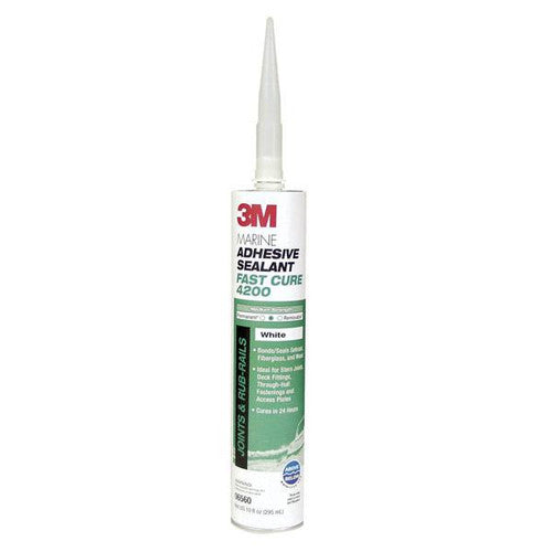 3M 4200 Fast Cure Polyurethane Marine Adhesive Sealant, White, 10 oz Cartridge